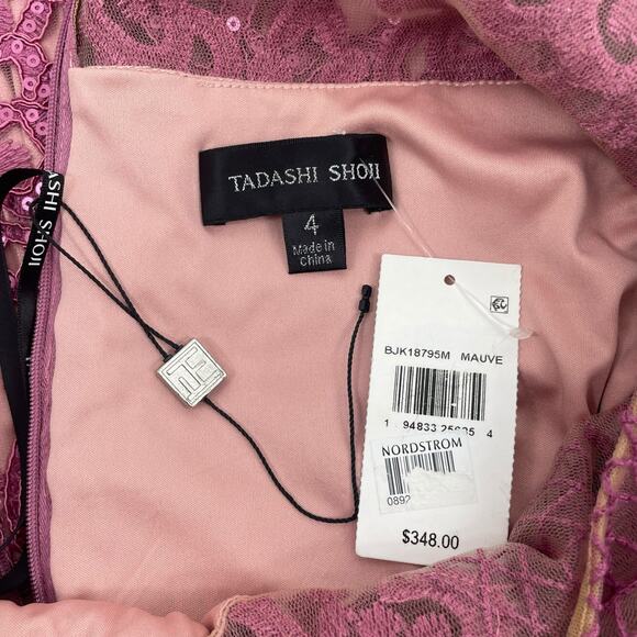 Tadashi Shoji Miranda Sequin Embroidered Cocktail Dress Mauve Size 4 - Picture 10 of 10